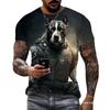 Mens Casual Short Sleeve T-Shirt With Animal Print - Loose Fit Cotton Blend Round Neck Tee