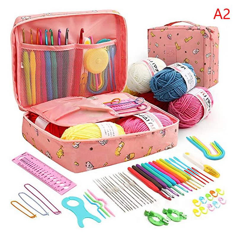 Novice Crochet Kits Portable Hand Diy Knitting Tools Crochet Hooks Kits With Storage Bag Yarn Weave Knitting Needles Set Weaving