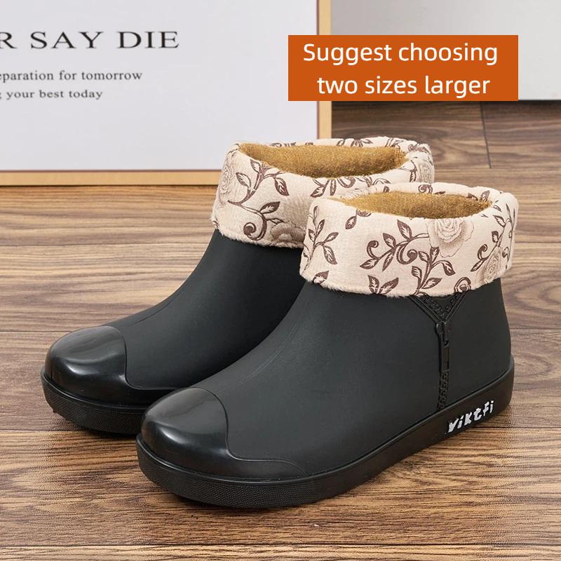 Women's Fashion Trend Outdoor Cotton Low Tube Cotton Rain Shoes