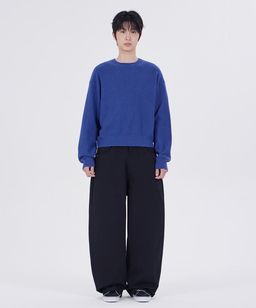 GLW Essential Round Neck Crop Knit Blue