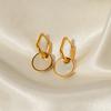 INS fashion versatile new titanium steel earrings 18K white fritillary round brand pendant earrings jewelry