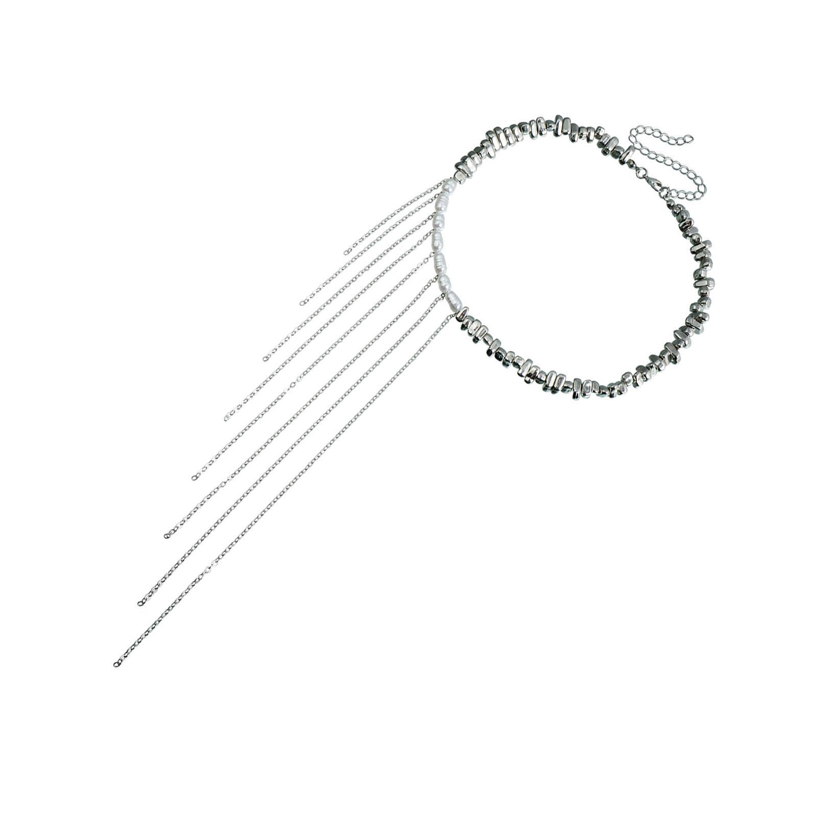 

Модное ожерелье с кисточками и неровными бусинами, ручная работа, цепочка до ключицы, регулируемая длина, шейная цепочка для вечеринок