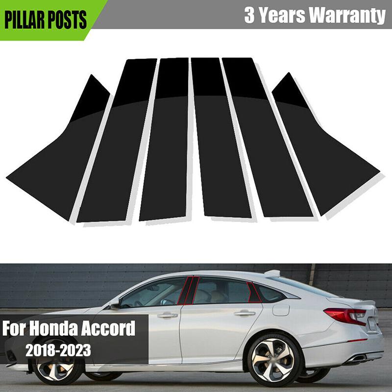 6pcs/set Car B Pillar Trim Stickers Window Column Post Decorative Cover Protective Film for Honda Accord Sedan 2018-2022
