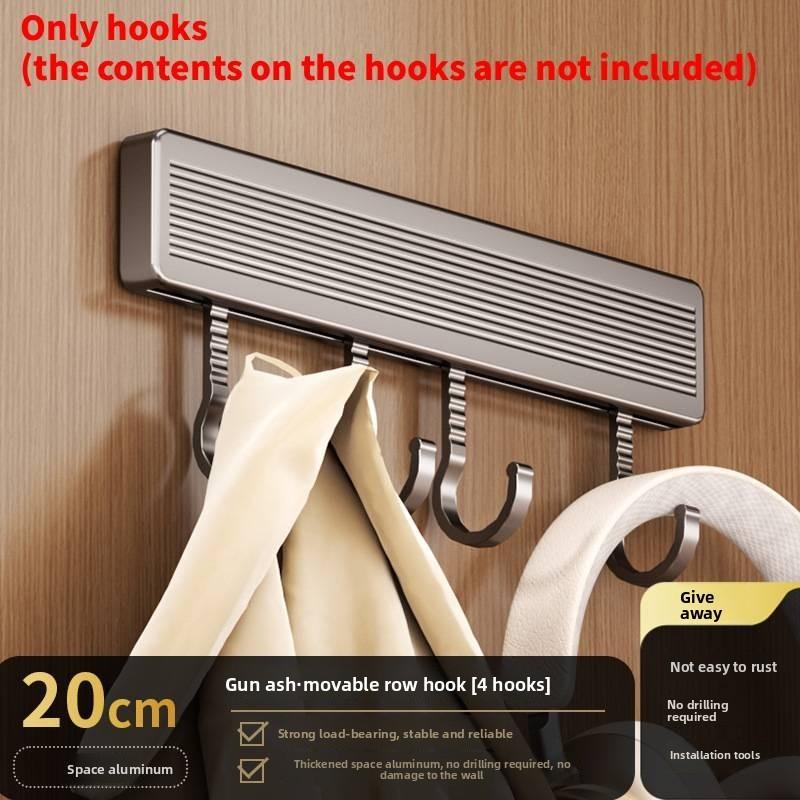 Space Aluminum Wall Hook Set With Strong Adhesive No Drilling Suitable For Bathroom And Closet Storage