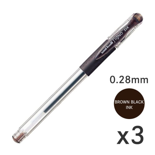 Mitsubishi Pencil Gel Ink Ballpoint Pen Signo Ultra Fine Brown Black 0.28mm UM15128.22 [Set of 3]