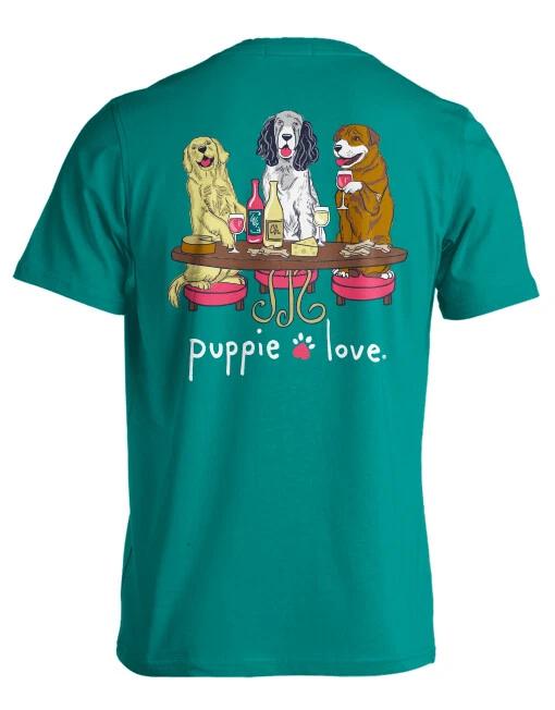 New PUPPIE LOVE Wine Dogs T Shirt L