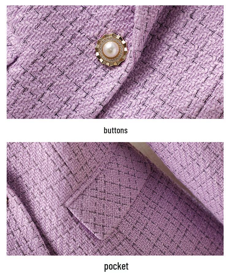 Women's Petite Purple Wool Suit Jacket - High-End Spring/Autumn 2024 Collection