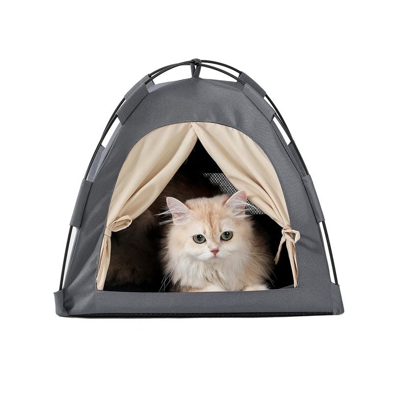 Waterproof Foldable Pet Tent Cat House Warm Cozy Curtain Style Cat Bed Dog Kennel Maternity Shelter Indoor Outdoor Use Durable