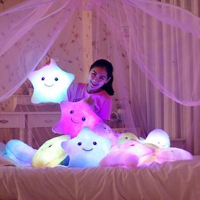 Romantik Işıltılı Renkli Yıldız Yastık - Peluş Dekorasyon & Kız Çocuk Doğum Günü Hediyesi