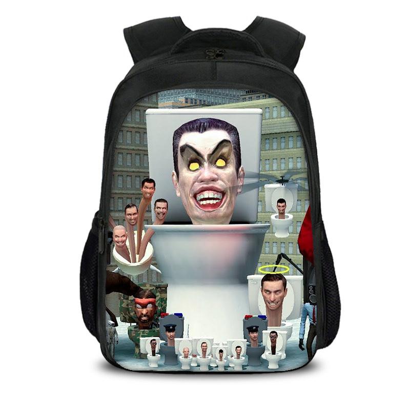 Toilette Skibidi Sac à dos double couche Durable Tendance Polyvalent Grande capacité Dessin animé Garçon et Fille d'école Anniversaire Meilleur Cadeau