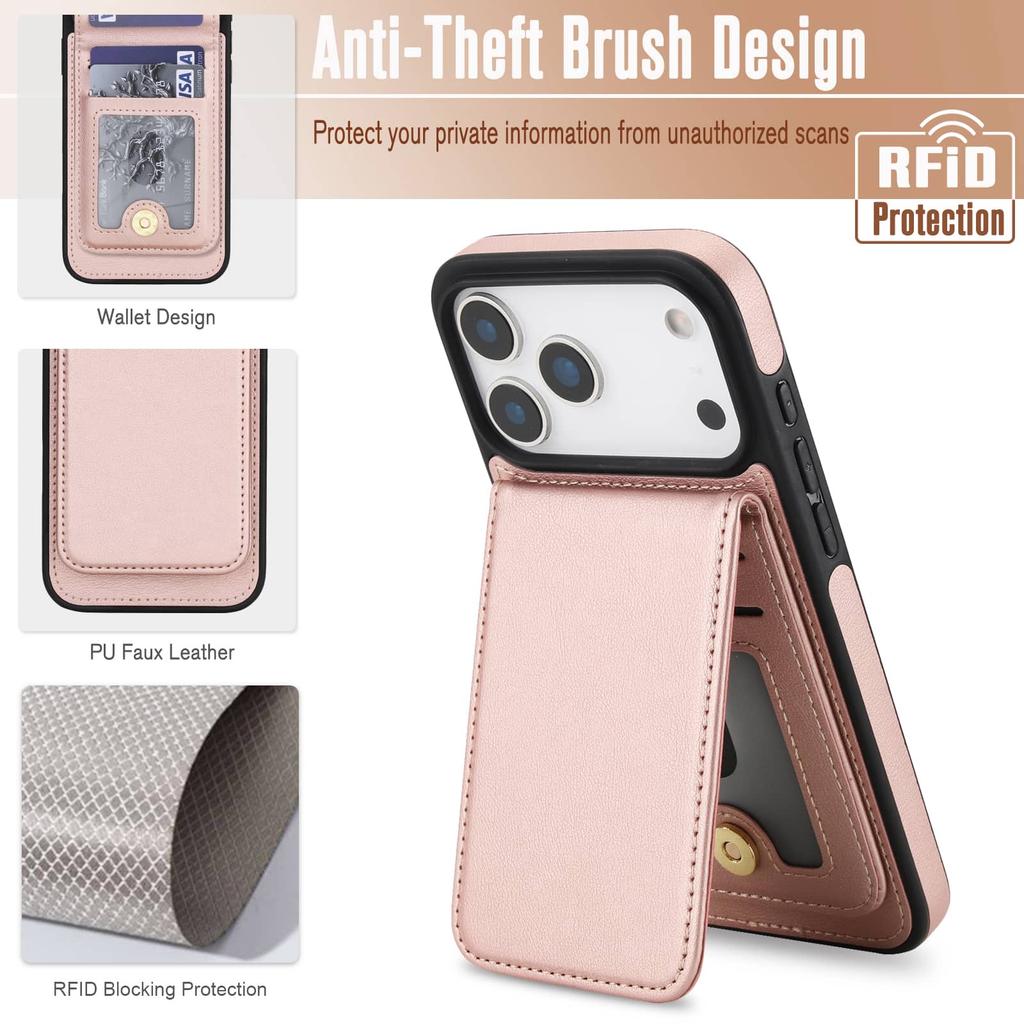 WEFOR Magnetic 2-in-1 Detachable Wallet Case for iPhone 17 16 15 14 13 12 Pro Max, RFID Card Holder, Flip Kickstand Women Men