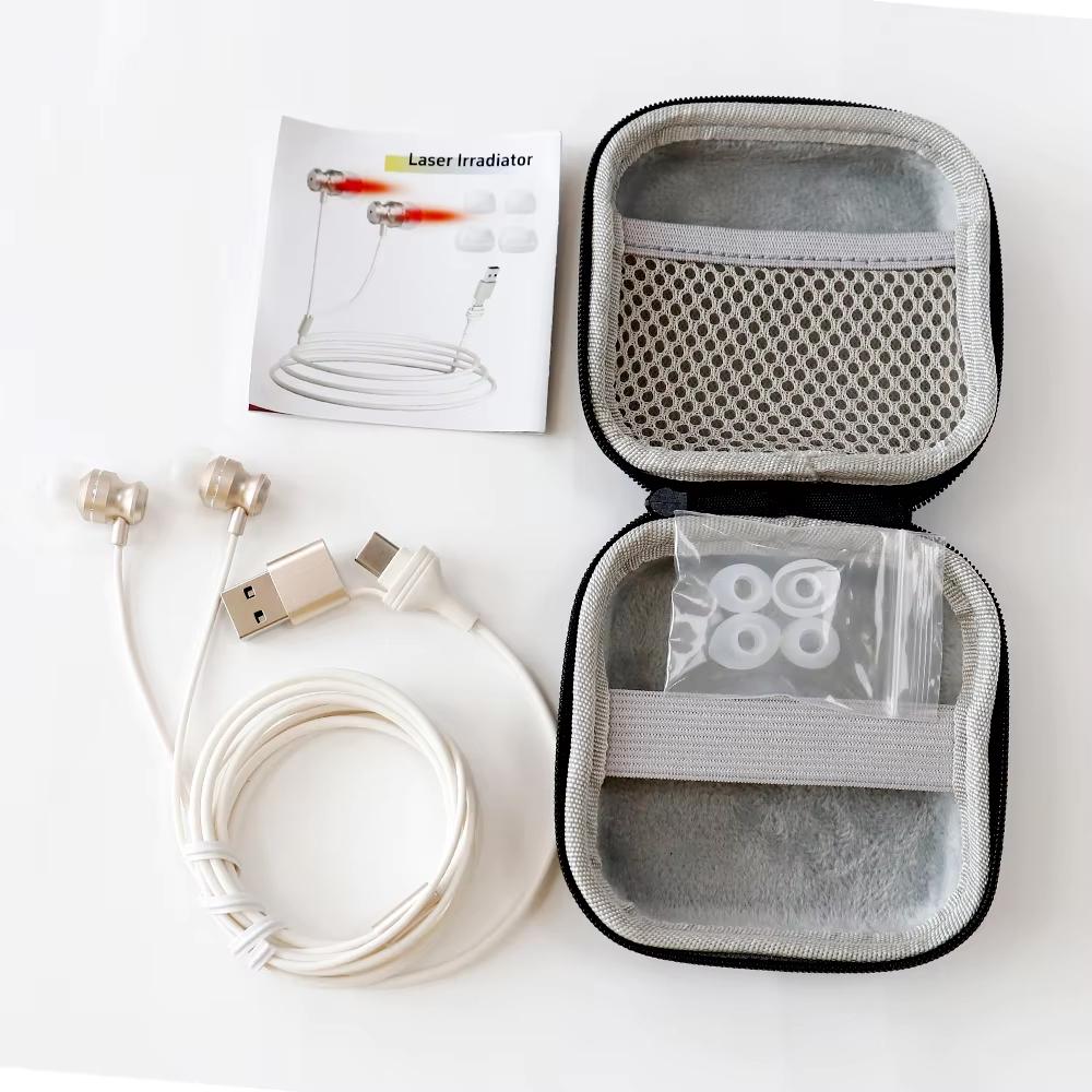 Portable 650nm Red Light Ear Comfort Device Rechargeable Adjustable Intensity for Personal Relaxation and Ear Care Home Use