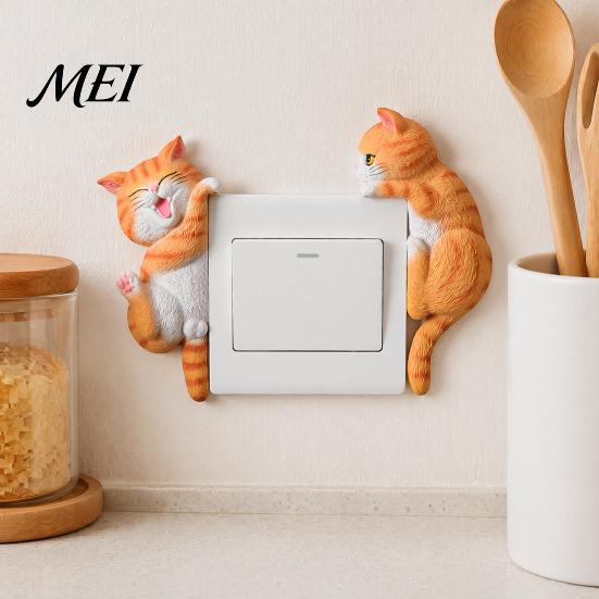 Cubierta de Interruptor de Luz de Gato Pegatina 3D, Placa de Pared Decorativa de Resina, Pegatinas Decorativas de Animales Lindos, Decoraciones Peel And Stick para el Hogar Dormitorio