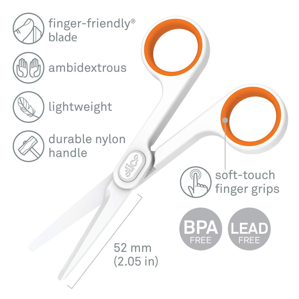 Slice Compact Ceramic Scissors White Orange 10544 Body Handle