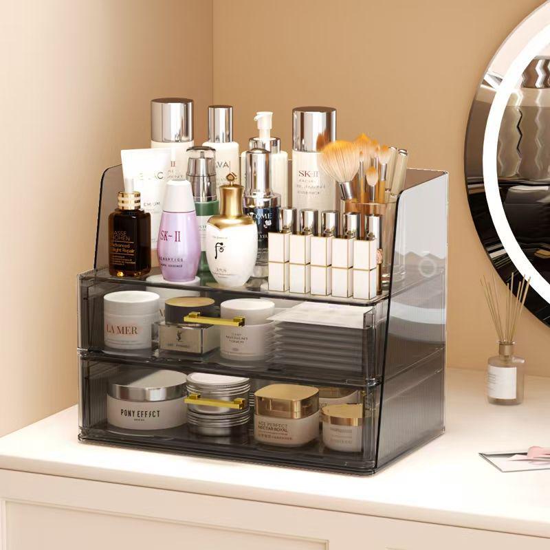 Schicke Transparente Kosmetik-Organizer-Box - Staubdichte Aufbewahrung für Hautpflege, Lippenstifte und Make-up