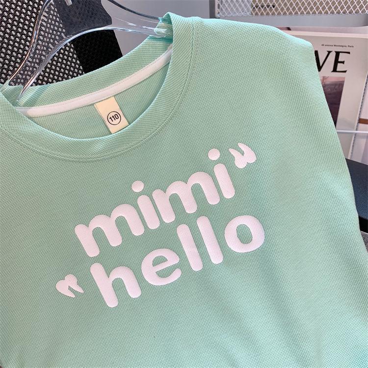 Summer Girls' Sports Set Sleeveless Sports Suit Two-Piece with Wide-Leg Shorts for Large and Middle-Size Children