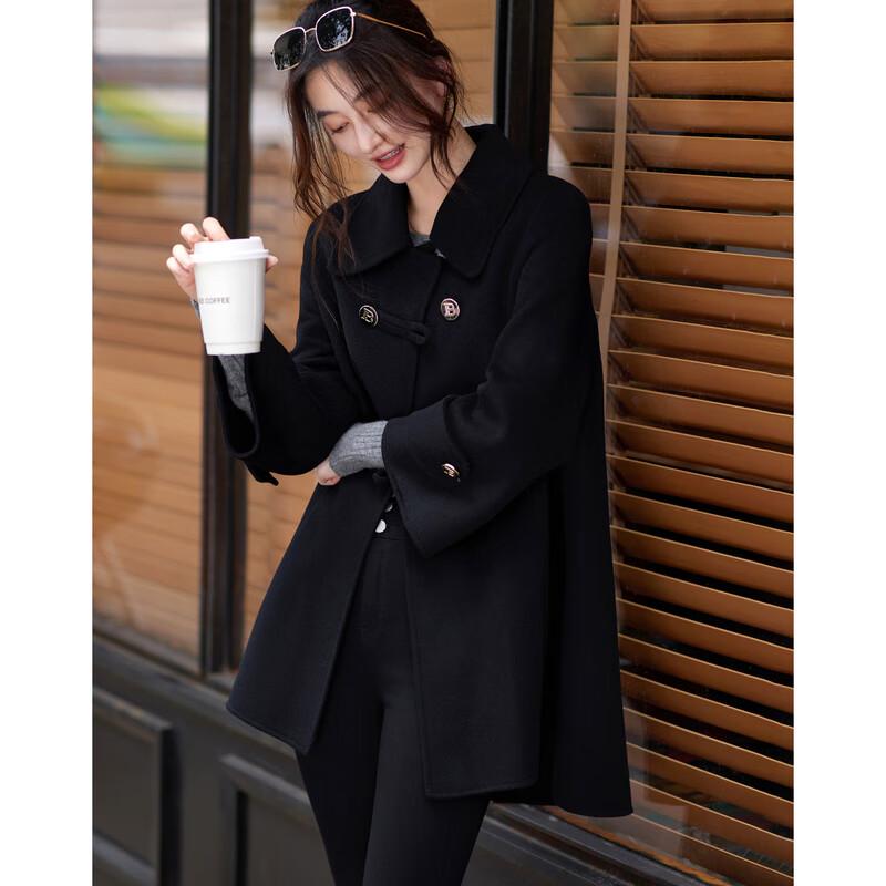 Si Shui Nian Hua Women's Elegant Mid-Length Wool Blend Coat