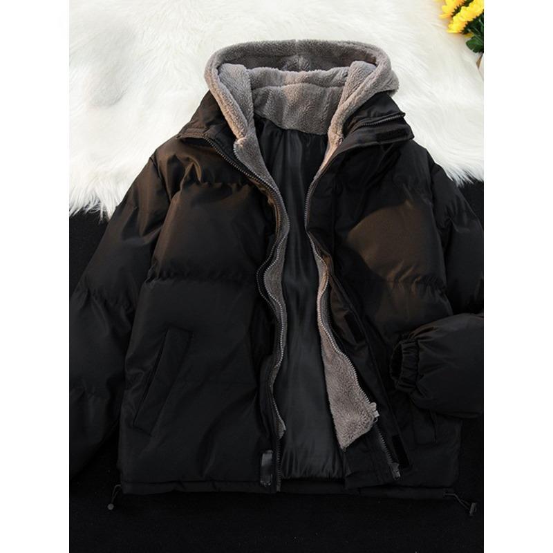 

Cotton-padded Jacket Men s Winter Loose Casual Thickened Polar Fleece Padded Jacket Hooded Padded Jacket S чорний
