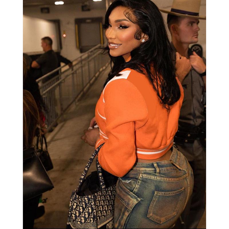 Europäischen und Amerikanischen Herbst und Winter Neue frauen Langarm Kontrast Kurze Taste Baseball Anzug Mode Trend Mantel