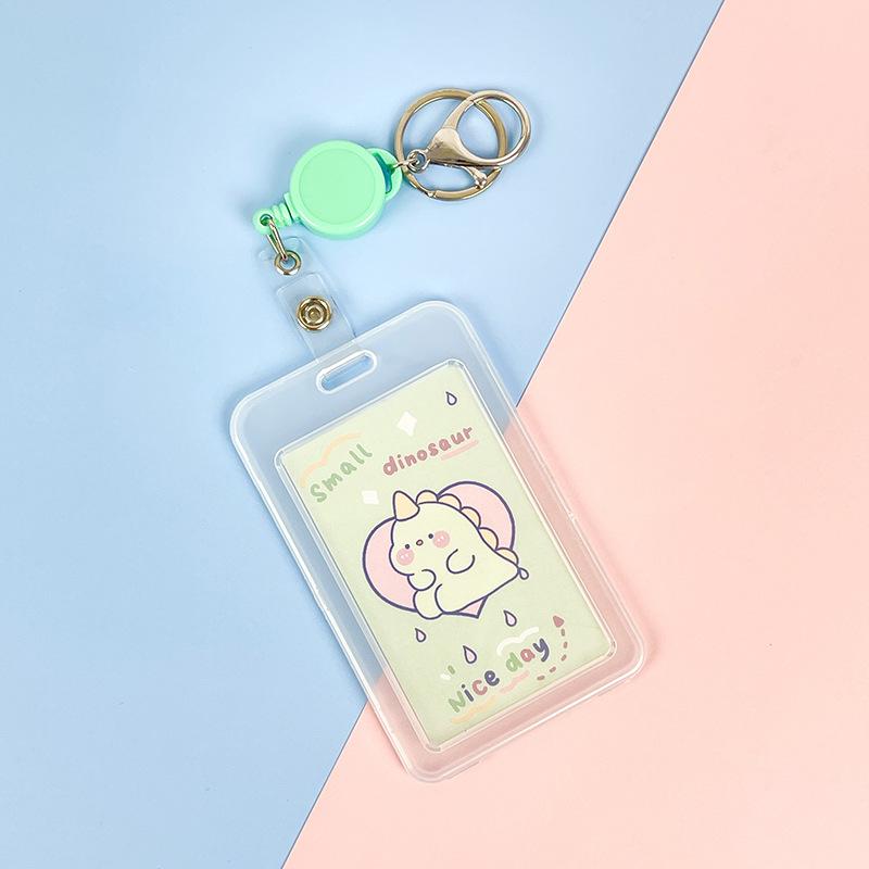 Ins Cute Transparent Lanyard Card Cover Student Bus Cards Case Cartoon Work Card Covers Credit Card Holder Id Holder with Rope