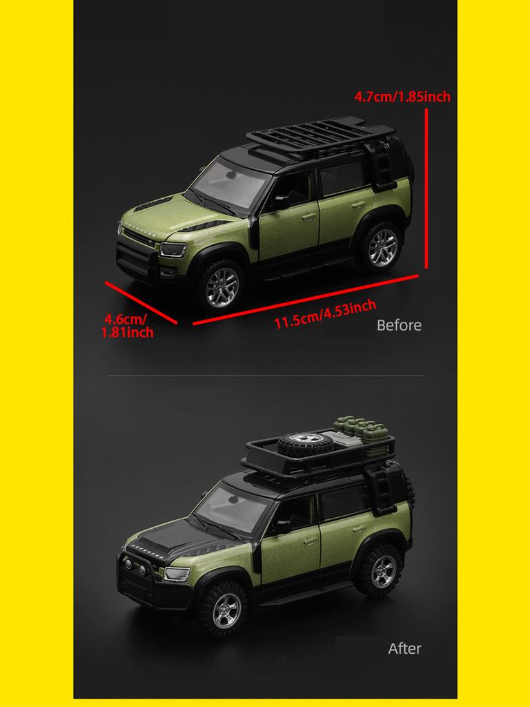 CCA 1:43 Land Rover Defender 110 Assembled Model Car, Zinc Alloy Metal Ornament, Collectible Gift Car