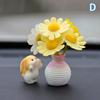 Cute Mini Bunny And Daisy Flower Vases Car Dashboard Decorations Fun Dashboard Ornament Kawaii Car Interior Accessories Rearview