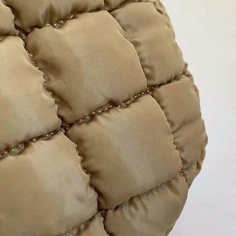 Women Quilted Puffer Shoulder Bag Lightweight Crossbody Satchel Handbag with Adjustable Strap for Travel Work Shopping  White