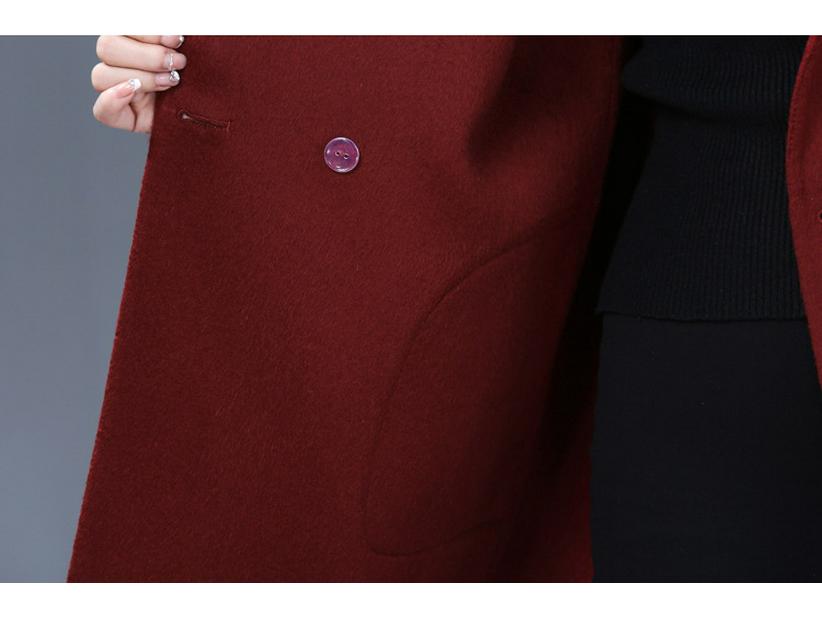 Mom's Stylish Mid-Length Double-Faced Cashmere Wool Coat for Autumn & Winter - High-End, Loose Fit for Middle-Aged Women