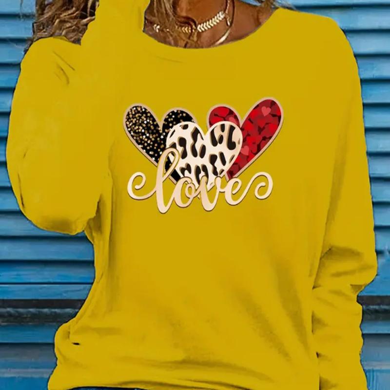 

Топы для женщин Have Mutual Affinity Print Круглый вырез с длинным рукавом Футболка Осенний повседневный тонкий пуловер Женский топ с длинным рукавом 8XL жёлтый