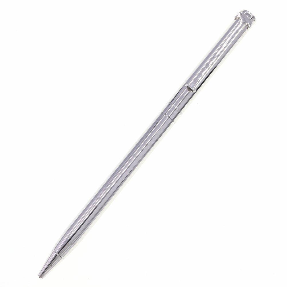 Used Tiffany Ballpoint Pen T Clip Silver Writing Instrument Business Ladies Men TIFFANYCO Co. TiffanyCo. Brand Stationery Luxury Stylish Goods Logo