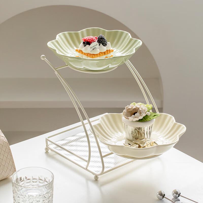 Naijiang Chinese Style Ceramic Multi-Tier Floral Snack Plate