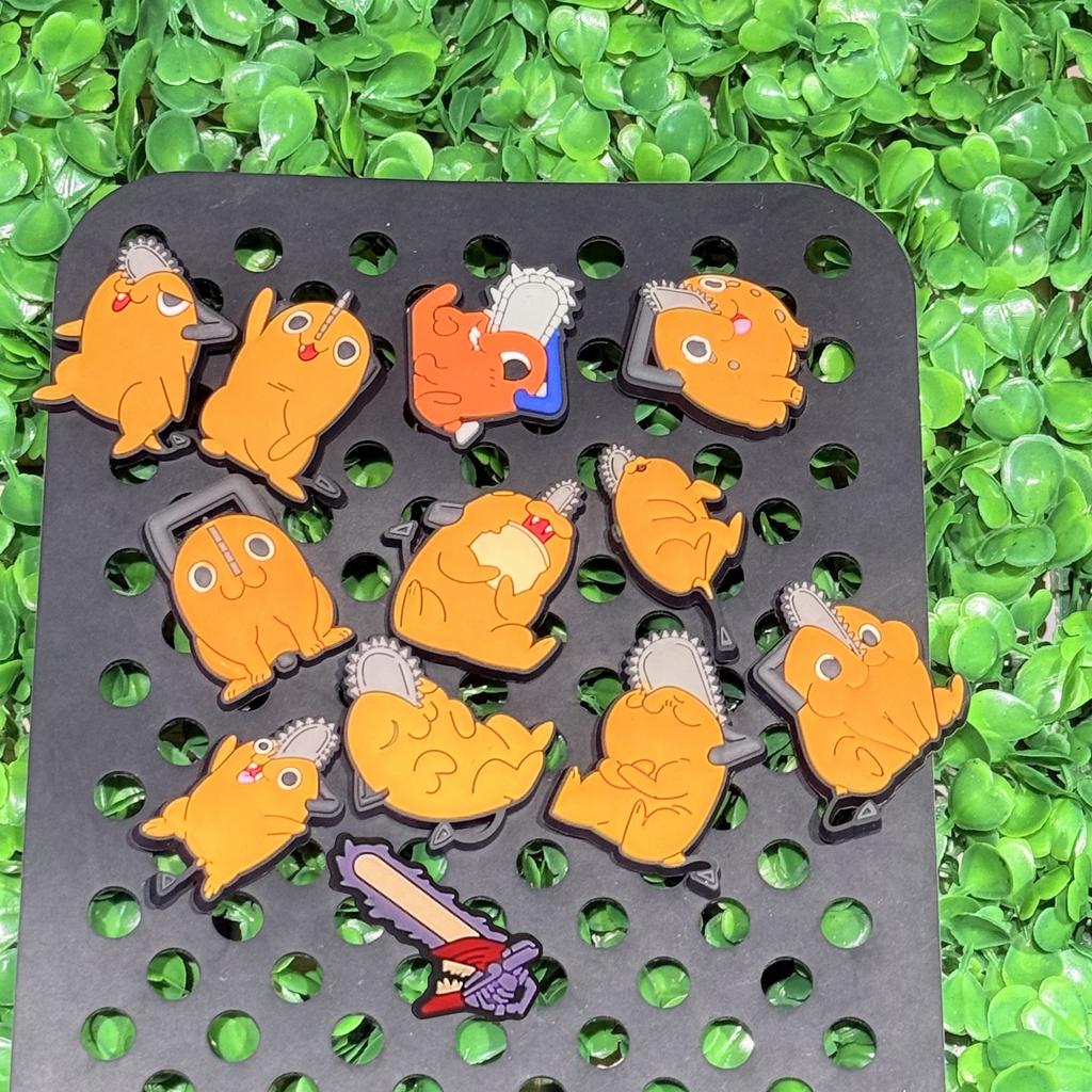 12PCS Cartoon Monster chainsaw creature Shoe Charm PVC Decor Buckle Sandal Detachable Waterproof To Xmas Gift