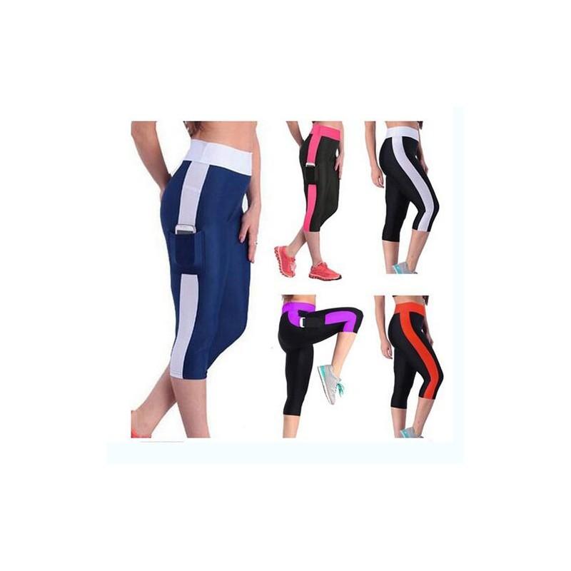 Stylish Women's High Waist Colorblock Yoga Pants With Convenient Side Pockets For Active Lifestyle