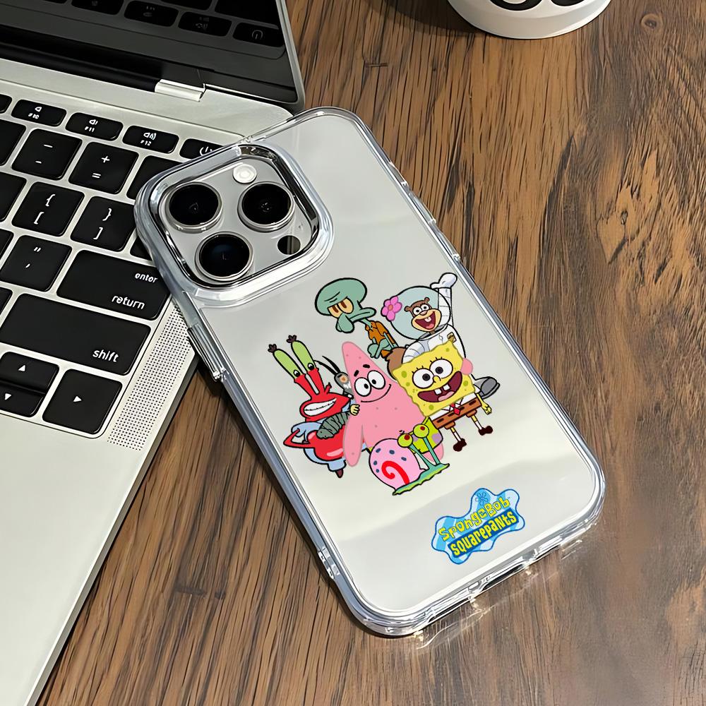 Lovely S-SpongeBobs New Phone Case For iPhone 17 16e 16 15 14 13 12 11 mini Pro Max X XR XSMAX Air Plus Transparent Soft Cover