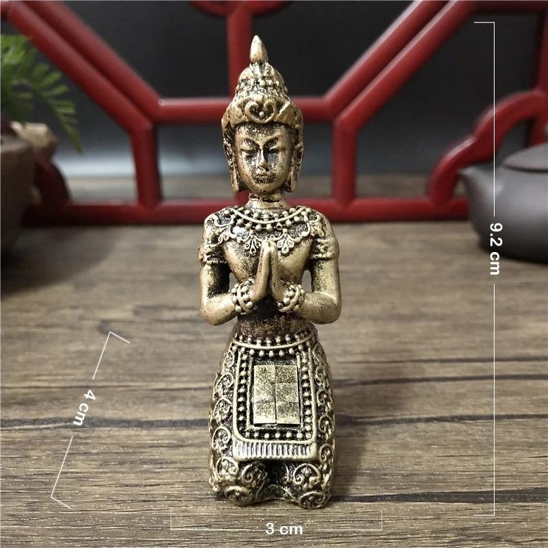 Złota Statua Buddy z Tajlandii Dekoracja Domu Hinduistyczna Feng Shui Medytacja Modlący się Rzeźba Buddy Ozdoby Statuetki