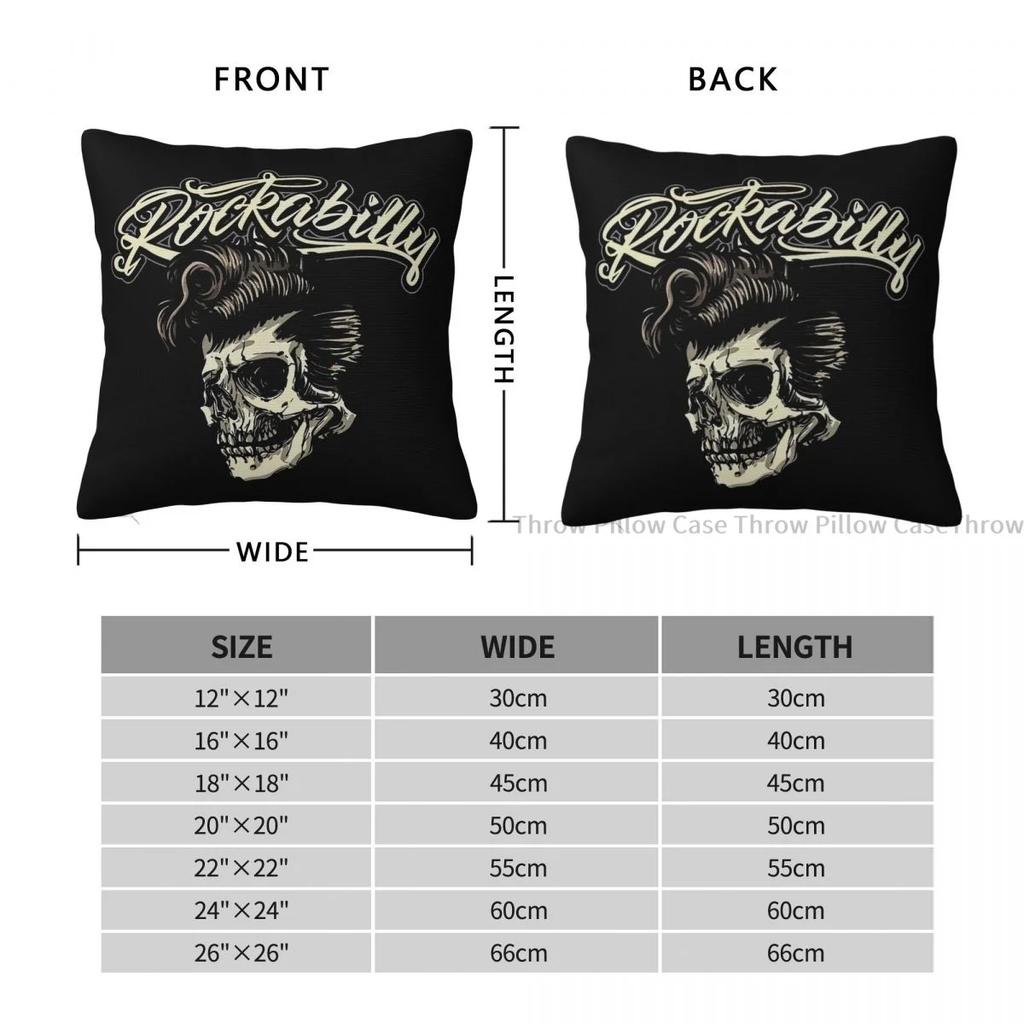 Rockabilly Skull Hug Pillowcase Rock N Roll Backpack Cojines Sofa DIY Printed Office Throw Pillow Case Decorative