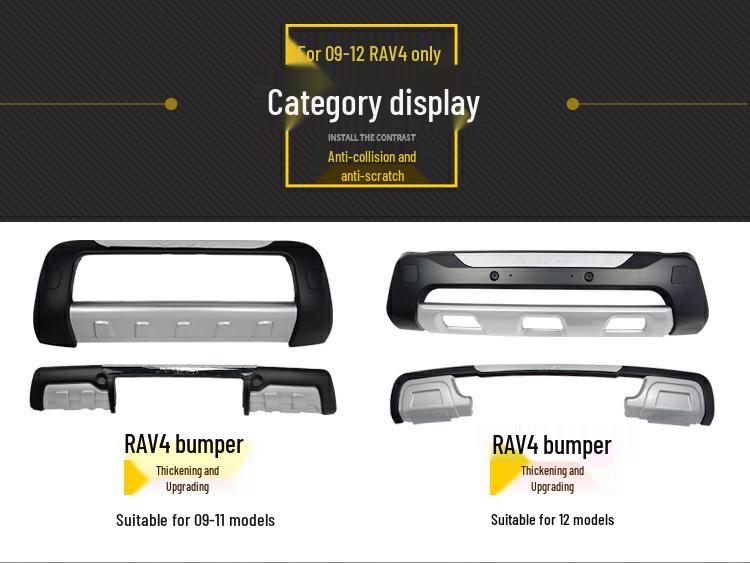 Compatible Front & Rear Bumper Guard Kit for 2009-2013 Toyota RAV4