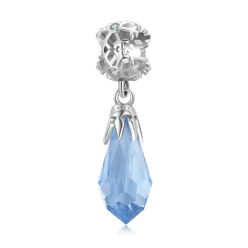bamoer 925 Silver Blue Snowflake Spacer Charm Frozen Ice Crystal Opal Sun Pendant for Bracelet Women Fashion Jewelry
