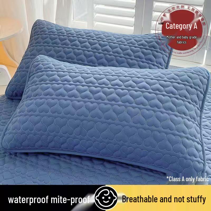 Waterproof Quilted Pillowcase with Protective Isolation Layer - 48x74cm, Anti-Stain & Anti-Saliva, Ideal for Hotels & B&Bs.