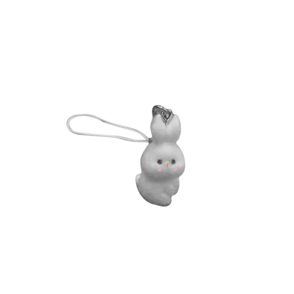 Cute Rabbit Keychain Pendant Cartoon Animal Shaped Keyrings Fashionable Flocking Key Rings Jewelry for Backpacks