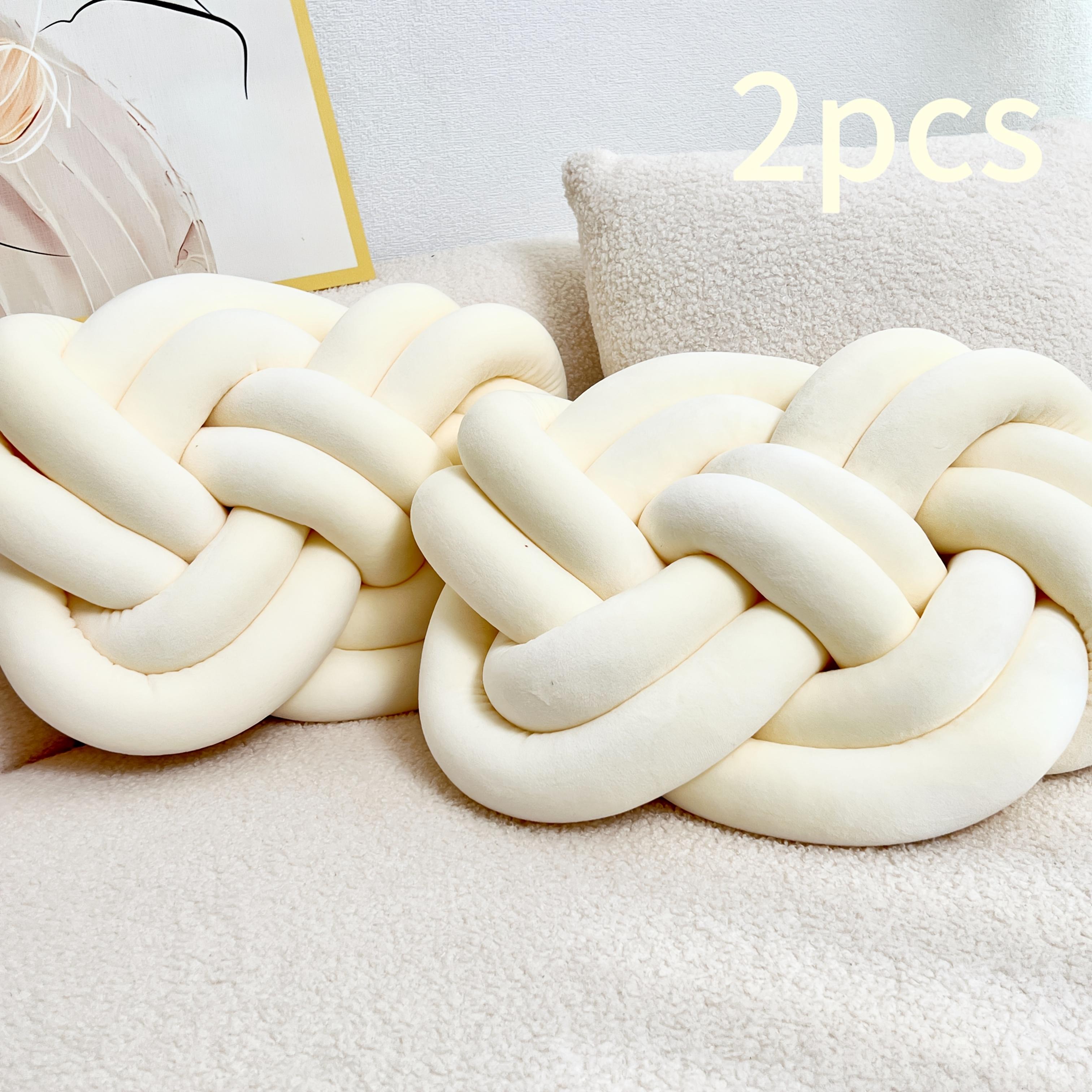 

Soft Plush Minimalist White Knot Pillow Balls - 2pcs Decorative Throw Pillows, Geometric Pattern, for Bed & Living Room Decor