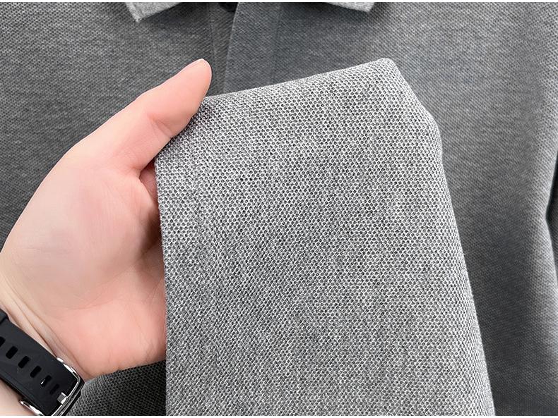 Men's Autumn 2025 Pure Cotton Pique Polo Shirt - Long Sleeve, Business Casual, Breathable