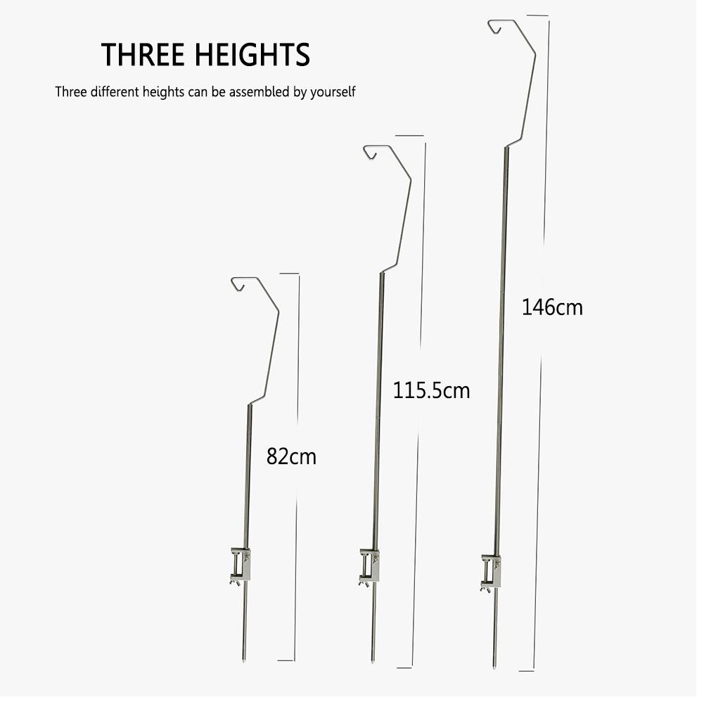 Support de Fixation Pliable pour Lampe de Camping Support Poteau Suspendu en Alliage d'Aluminium Support de Sol/Bureau pour Camping Pêche Pique-nique BBQ