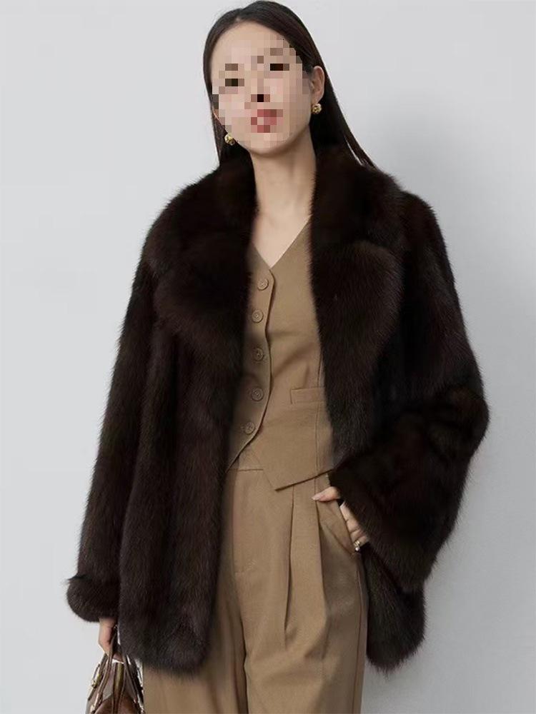 

Женское очень длинное винтажное пальто из искусственного меха 2025 года под искусственный русский соболь и из цельной норки «Стар» Medium