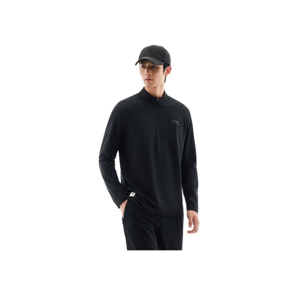 Anta Comfortable Casual Thick Simple Stand Collar Sweatshirt Men Tops Bright-Lime-Green 952445404-5