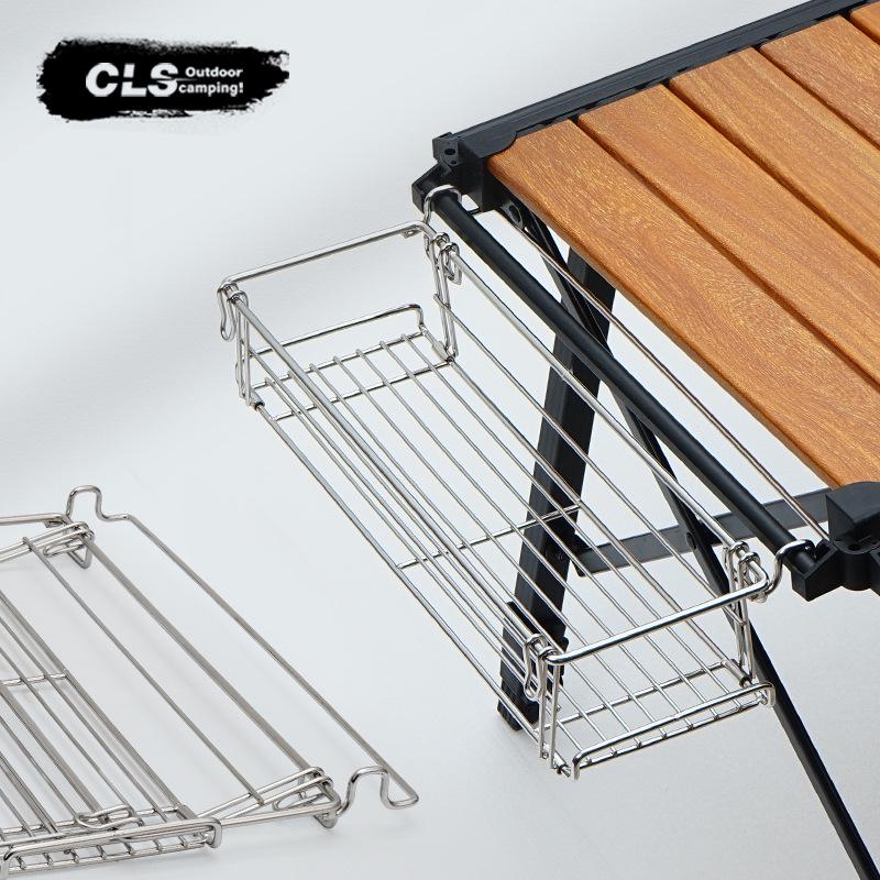 CLS Outdoor IGT Aluminum Folding Table with Hanging Rack and Portable Storage Basket