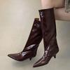 Fashion Eilyken New Winter Elegant Women Knee-High Boots Pointed Toe Thin Low Heel Fashion Ladies Pumps Casual Shoes Long Botas Mujer