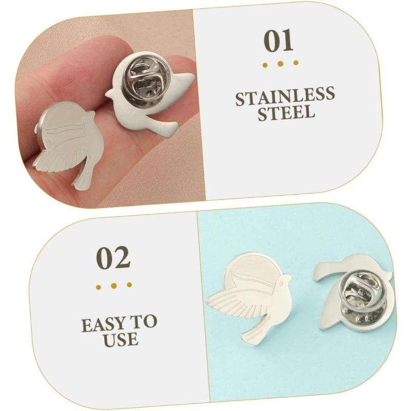 1 Stück Edelstahl, Personalisiert Minimalistisch, Tier Taube Vogel, Friedenstaube, Brosche Manschettenknöpfe Schmuck