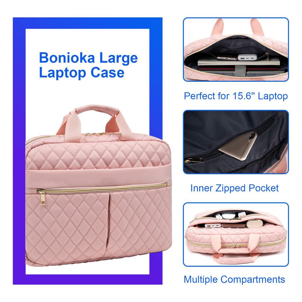 Women's Crossbody Laptop Bag - Single Shoulder Briefcase with Inner Sleeve for 15.6" MacBook Pro