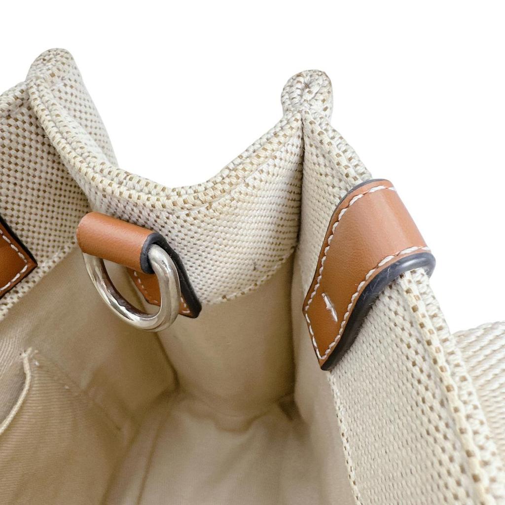 Chloe Shiny calfskin Woody Handbag linen beige Women Used